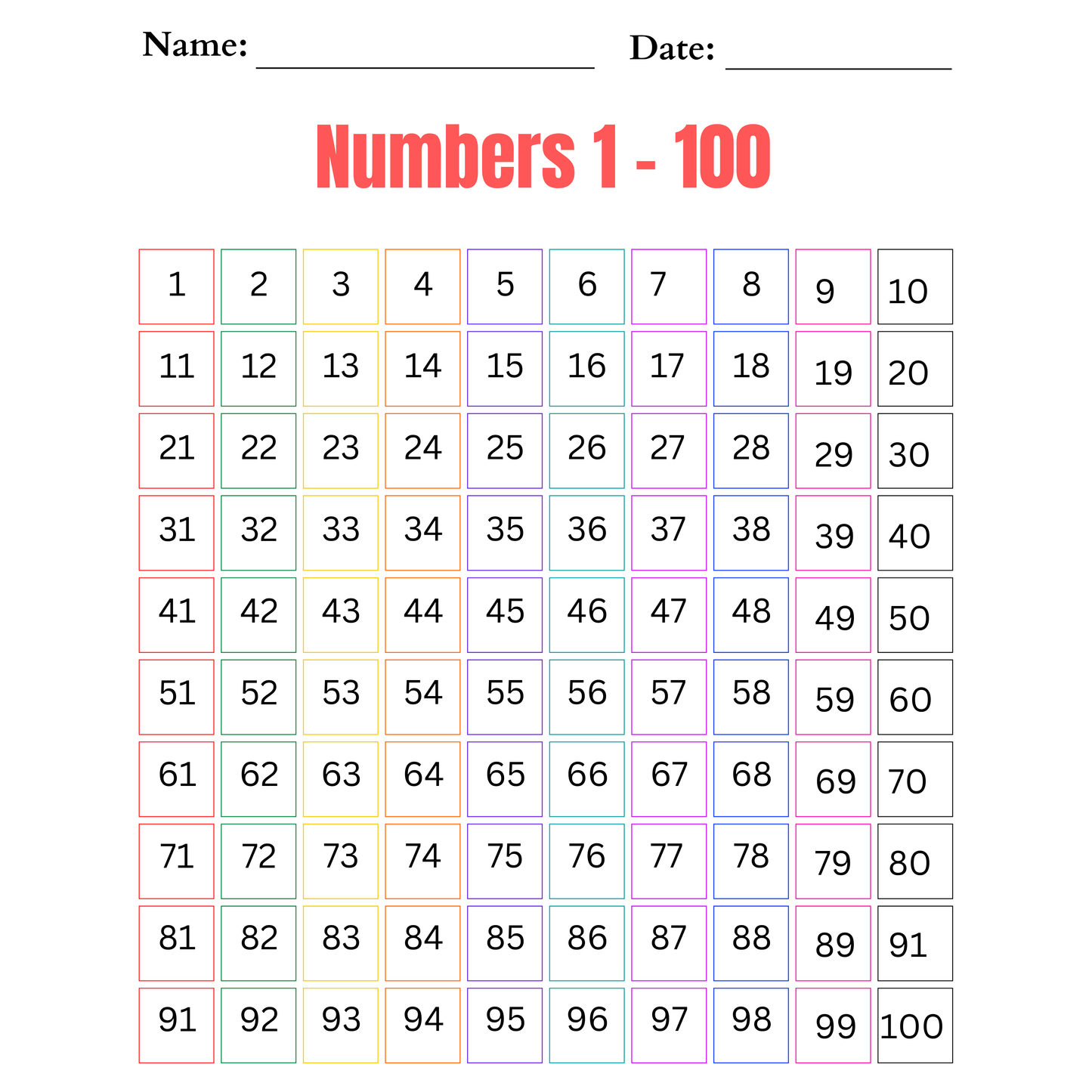 Numbers Ages 4-6